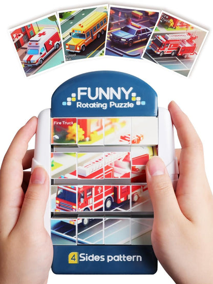 16-Piece Rotating Puzzles for Kids 4-6, Toddlers Puzzles 3-4, Road Trip, Airplane Activities Game
