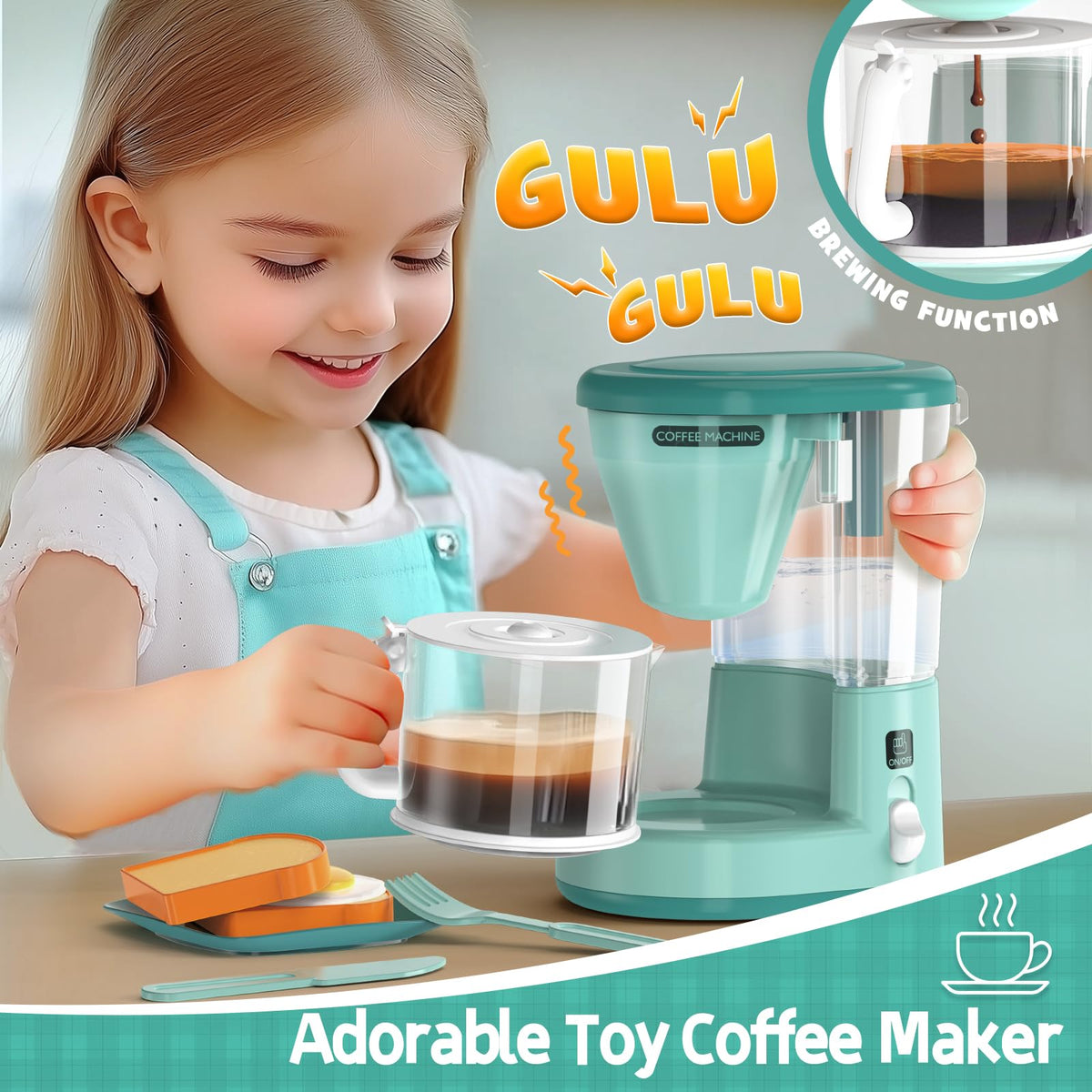 BRIGPICIOUS Play Kitchen Accessories & Appliances, Toys for Girls Ages 3-8
