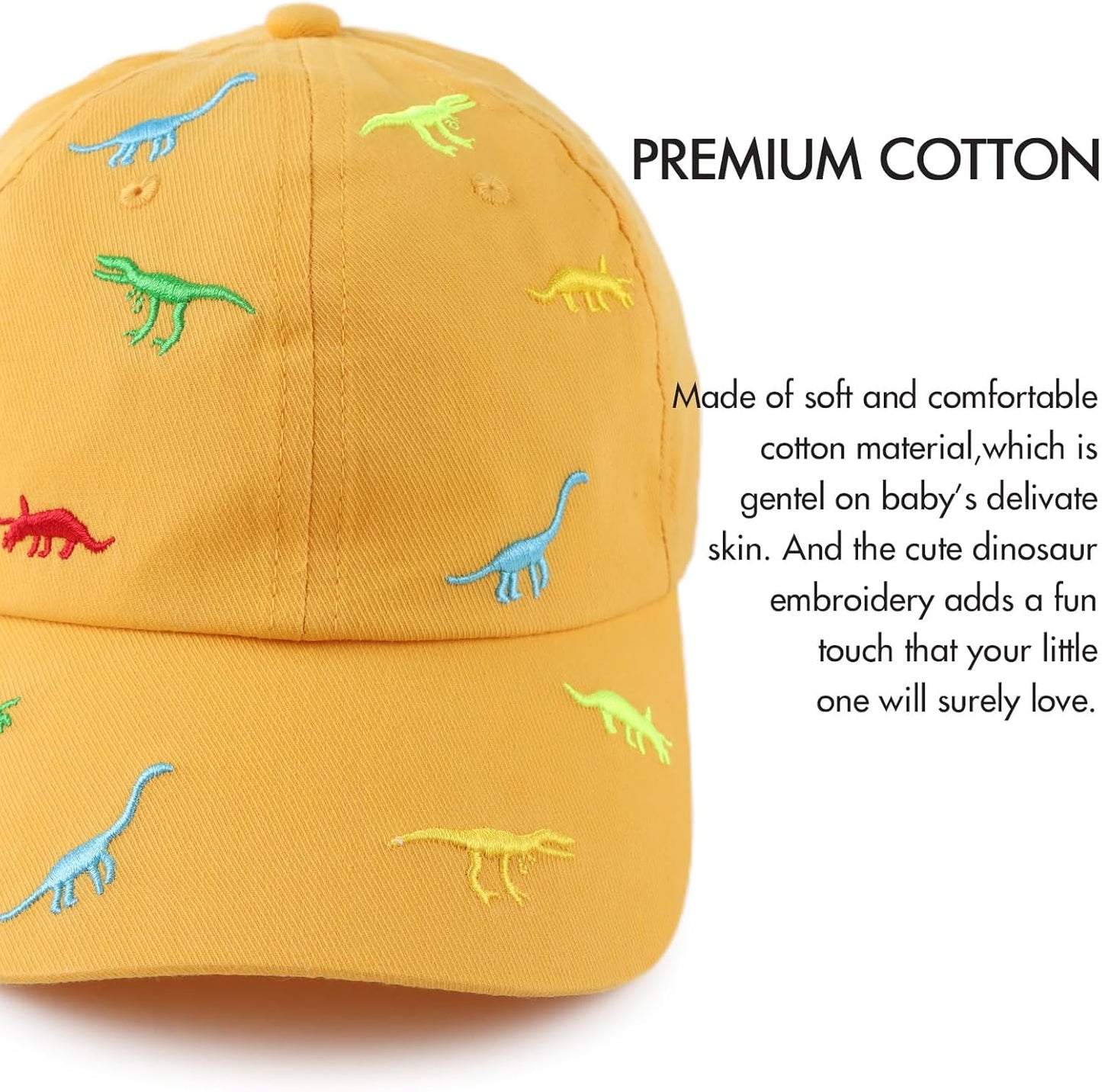JANGANNSA Dinosaur Boys Girls Caps Embroidery Baby Baseball Caps Cotton Infant Toddler Kids Hat