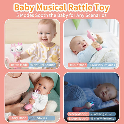 alilo Smarty Bunny Baby Rattle Musical Light Up Toys, Infants Newborns Baby Toys 0-3-6-12-18-24
