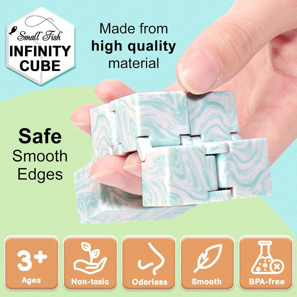 SMALL FISH Infinity Cube Sensory Fidget Toy, Sensory Tool EDC Fidgeting Game for Kids and Adults