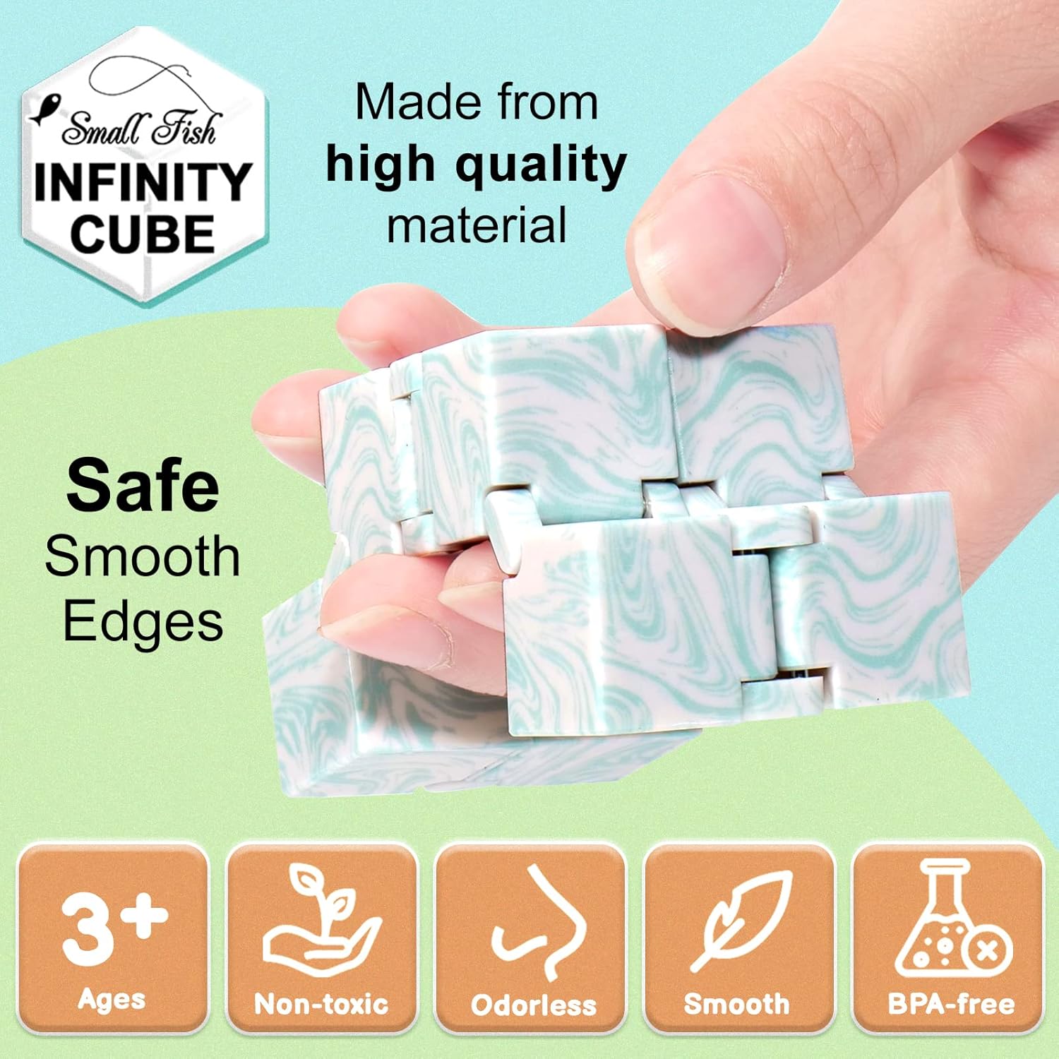 SMALL FISH Infinity Cube Sensory Fidget Toy, Sensory Tool EDC Fidgeting Game for Kids and Adults