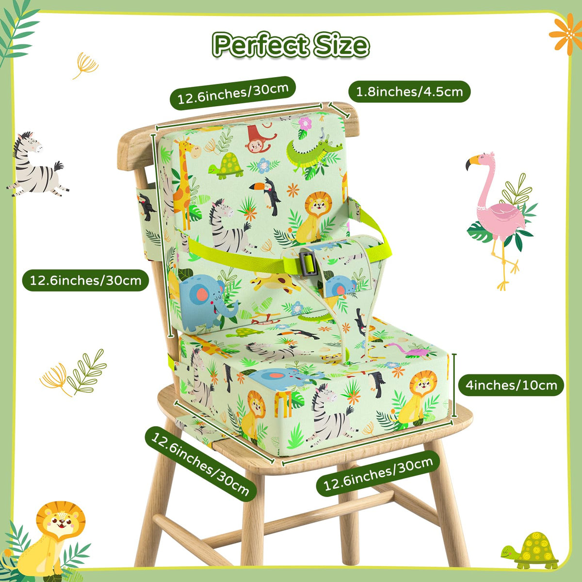 Vahlbeste Booster Seat for Kitchen Chair with Backrest & 4 Adjustable Straps, Portable TPU