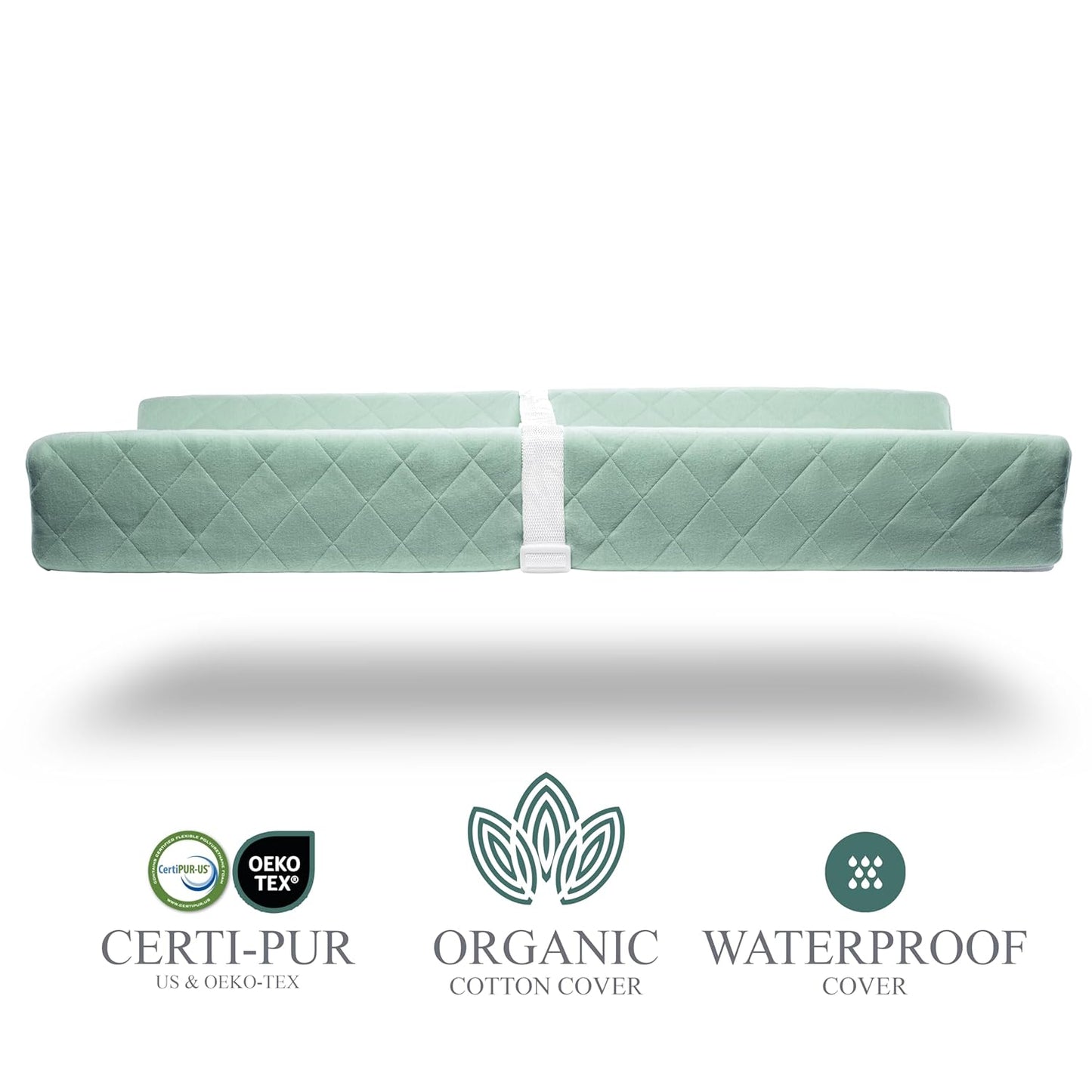 Organic Cotton Contoured Baby Changing Pad w/Waterproof Foam Mattress, Includes Soft, Removable &