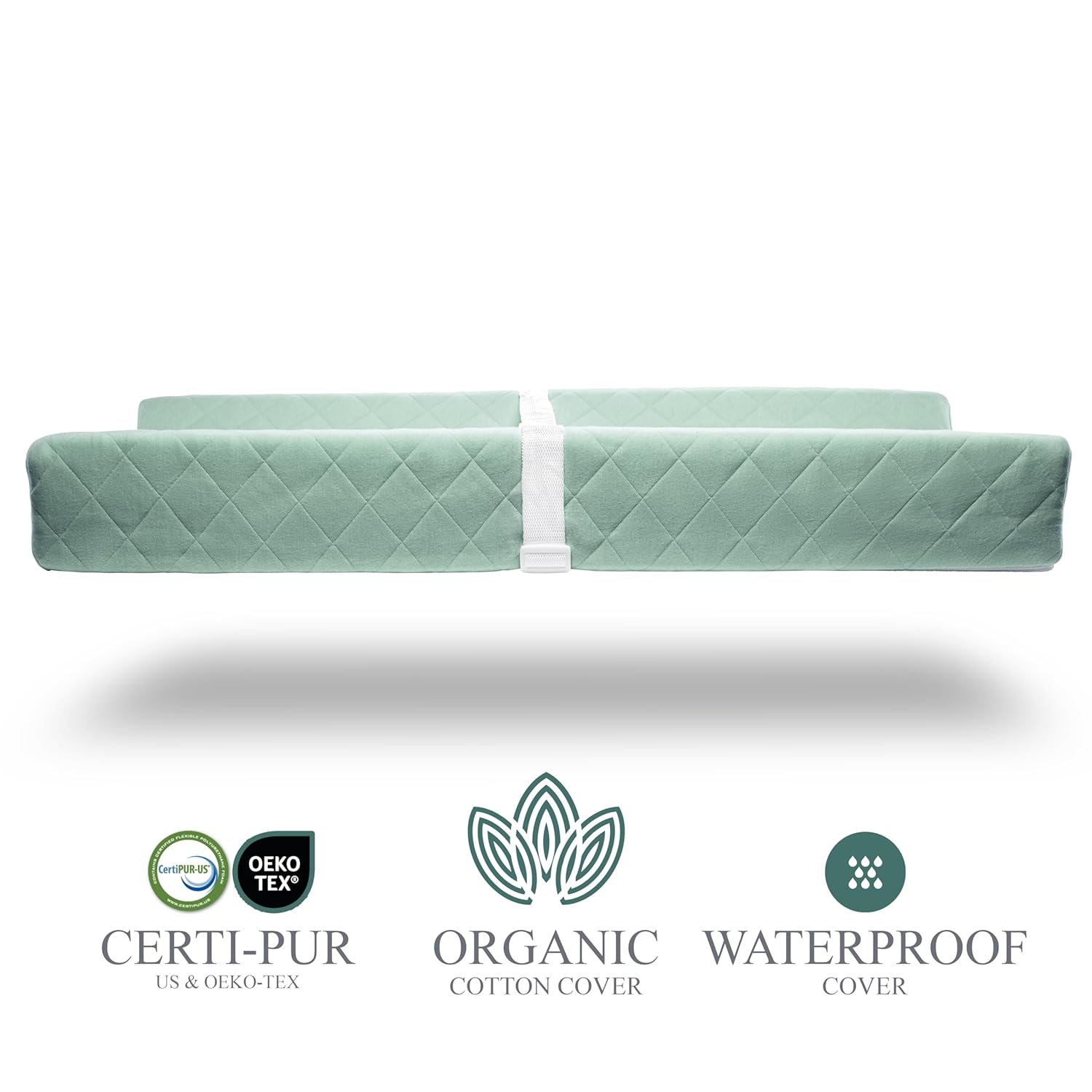 Organic Cotton Contoured Baby Changing Pad w/Waterproof Foam Mattress, Includes Soft, Removable &