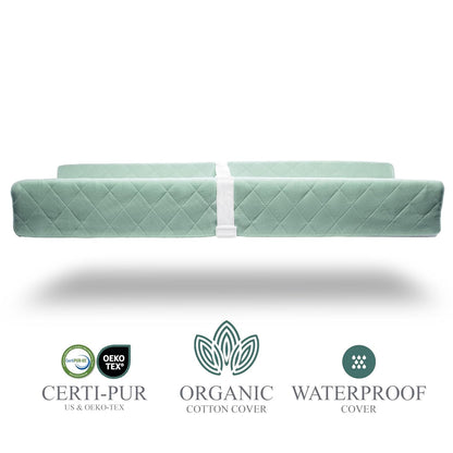 Organic Cotton Contoured Baby Changing Pad w/Waterproof Foam Mattress, Includes Soft, Removable &