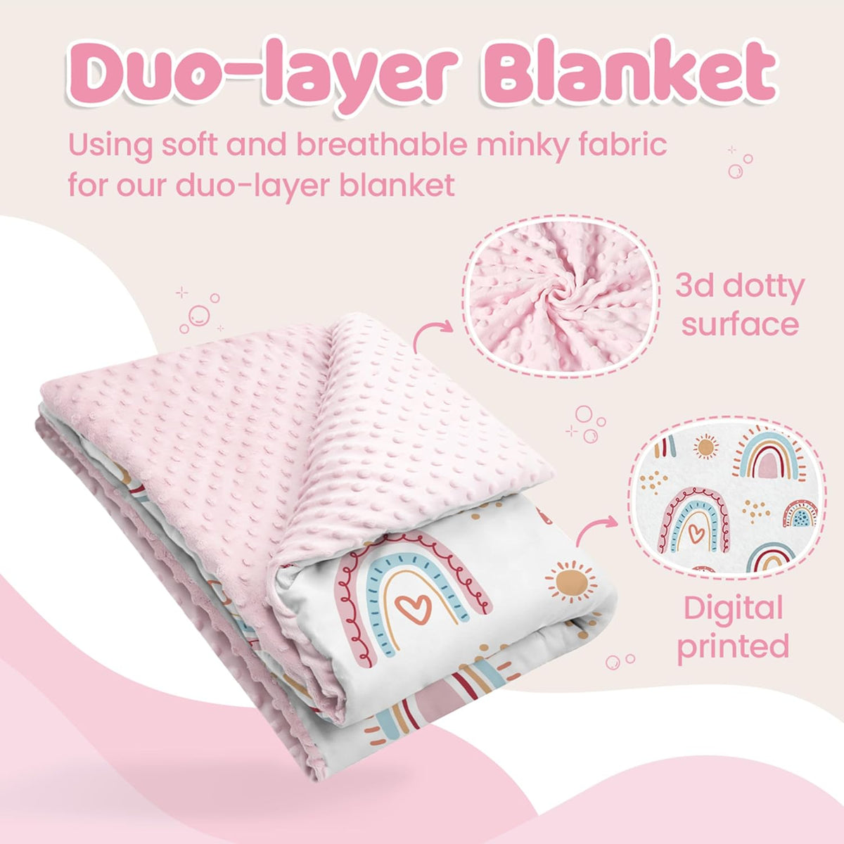 SANDJEST Rainbow Kid Blanket for Girls - 30 x 40 Kids Minky Blanket - Gifts for Kids on Birthday
