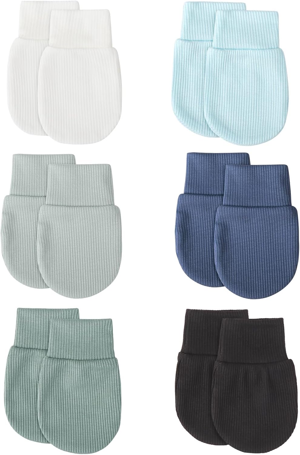 BQUBO 6 Pairs Newborn Baby Boys Girls Mittens 0-6 Months Unisex-Baby Infant Mittens Elastic No