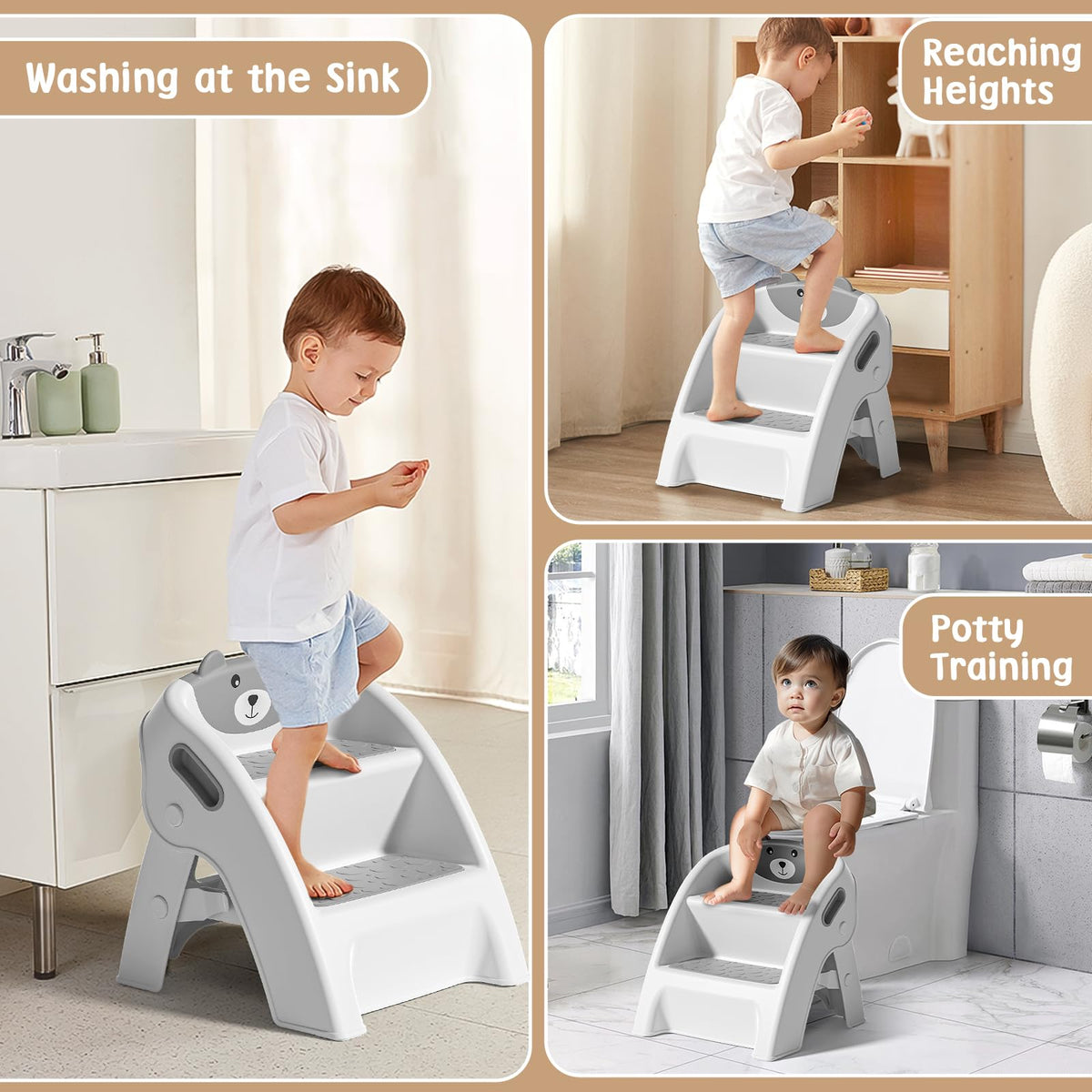 TPN Toddler Step Stool for Bathroom Sink and Potty Training Durable Anti-Slip,Anti-Tip