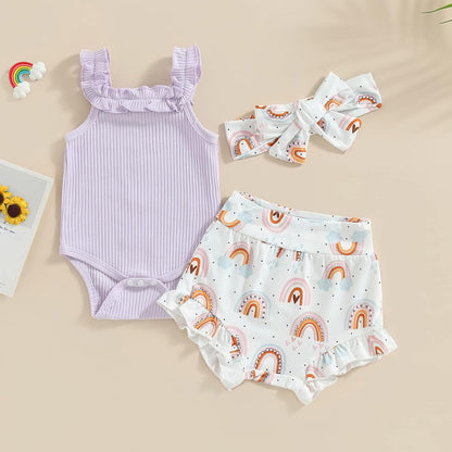 fhutpw Baby Girl Clothes Summer Cute Outfits 3 6 12 18 Months Spaghetti Strap Romper & Floarl