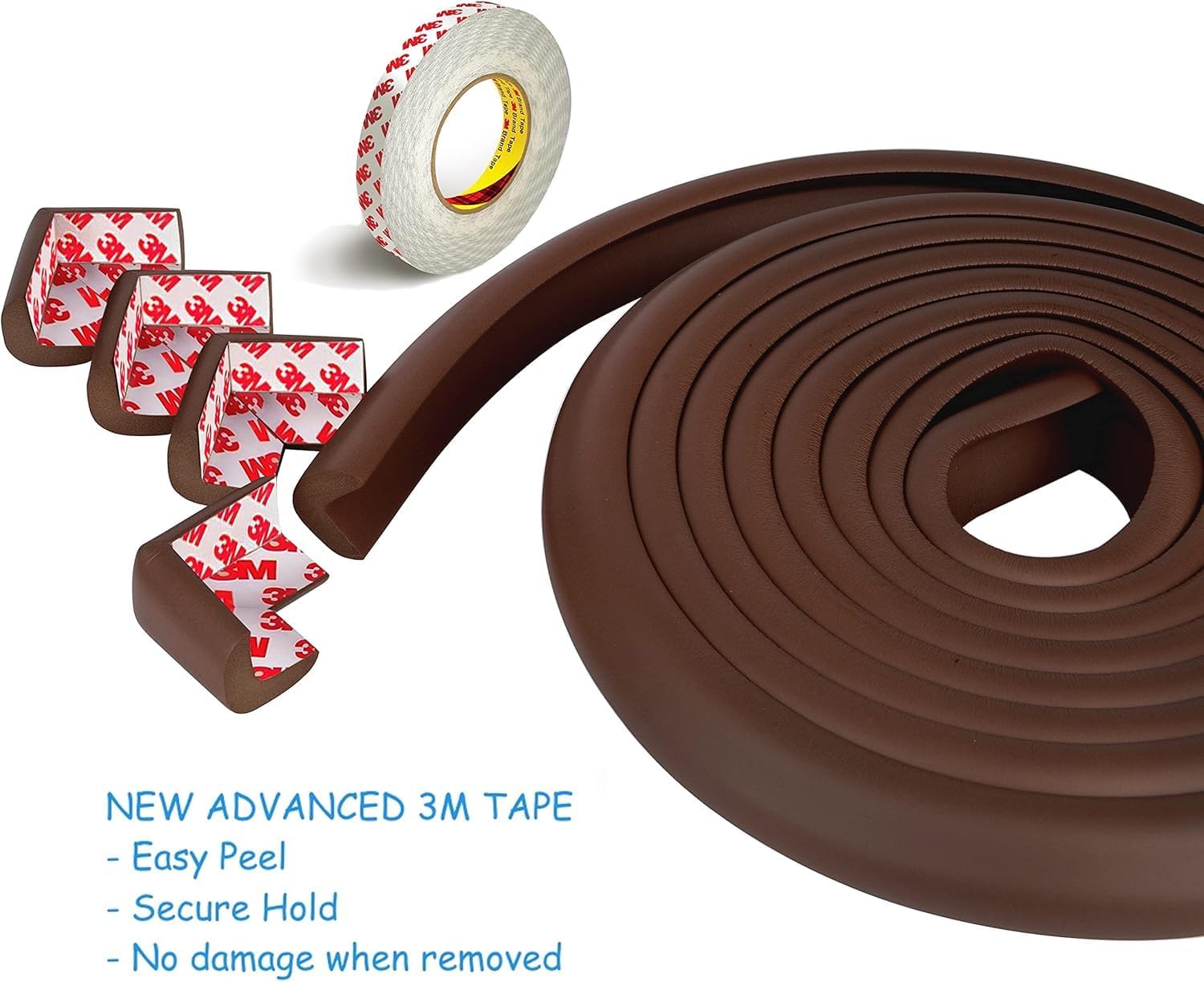 Furniture Edge 16.2ft & Corner Guards | Protective Foam Cushion | 15ft Bumper 4 Adhesive Childsafe