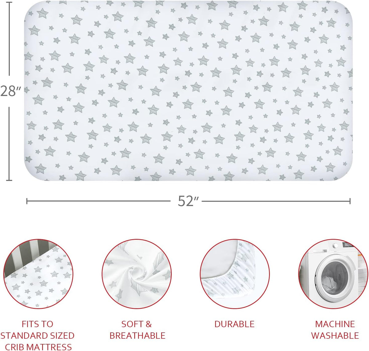 Crib Sheets for Girls 4 Pack, Fitted Crib Sheets for Standard Size Crib and Toddler Mattresses
