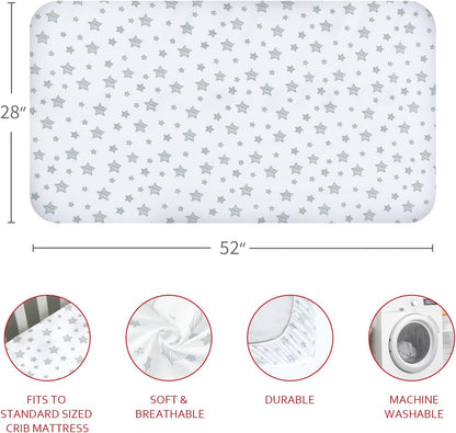 Crib Sheets for Girls 4 Pack, Fitted Crib Sheets for Standard Size Crib and Toddler Mattresses