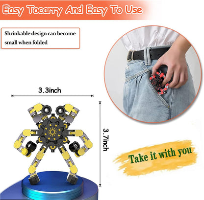 12 Pack Funny Sensory Fidget Toys,Deformable Chain DIY Robot Spinners Fingertip Stress Relief Gyro