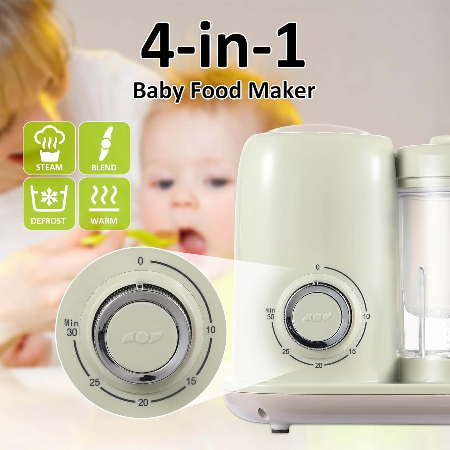 Baby Food Maker, 4 in 1 Baby Food Processor and Steamer, Puree Blender, Multifunctional Baby Puree