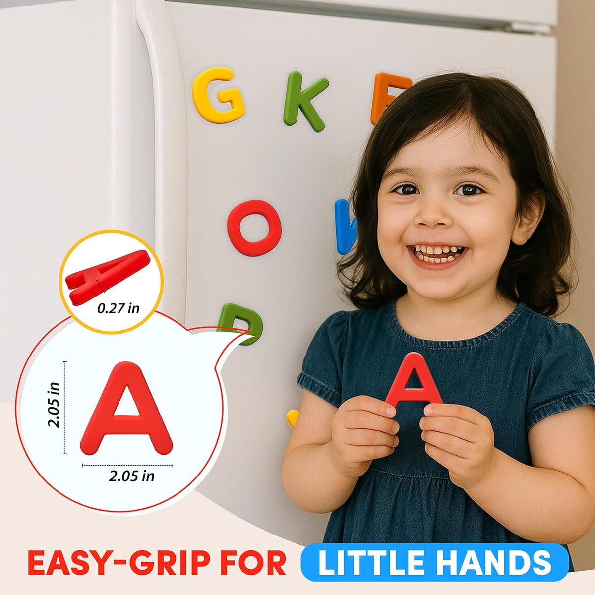 JoyCat Silicone Alphabet Magnetic Letters, 26 Uppercase ABC Fridge Magnets for Toddlers 1-3 & Kids