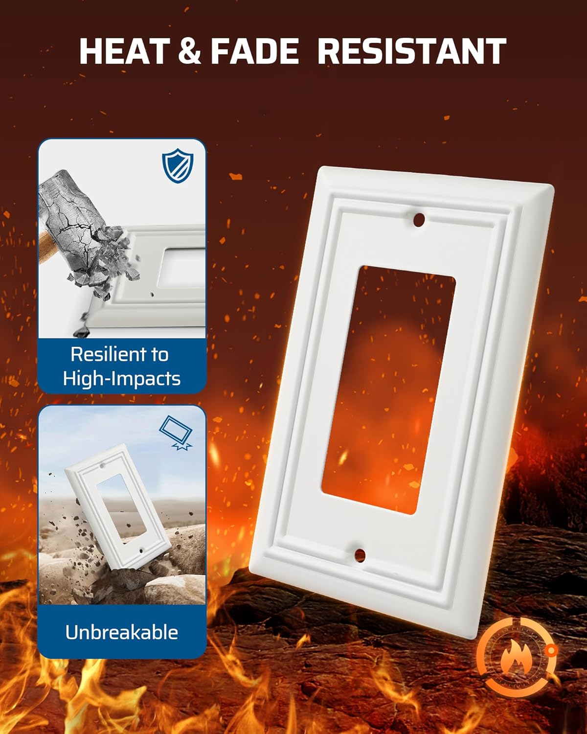 DEWENWILS Decorator Outlet Covers, White Metal Light Switch Cover Plates, 4.92" x 3.14" Decorative