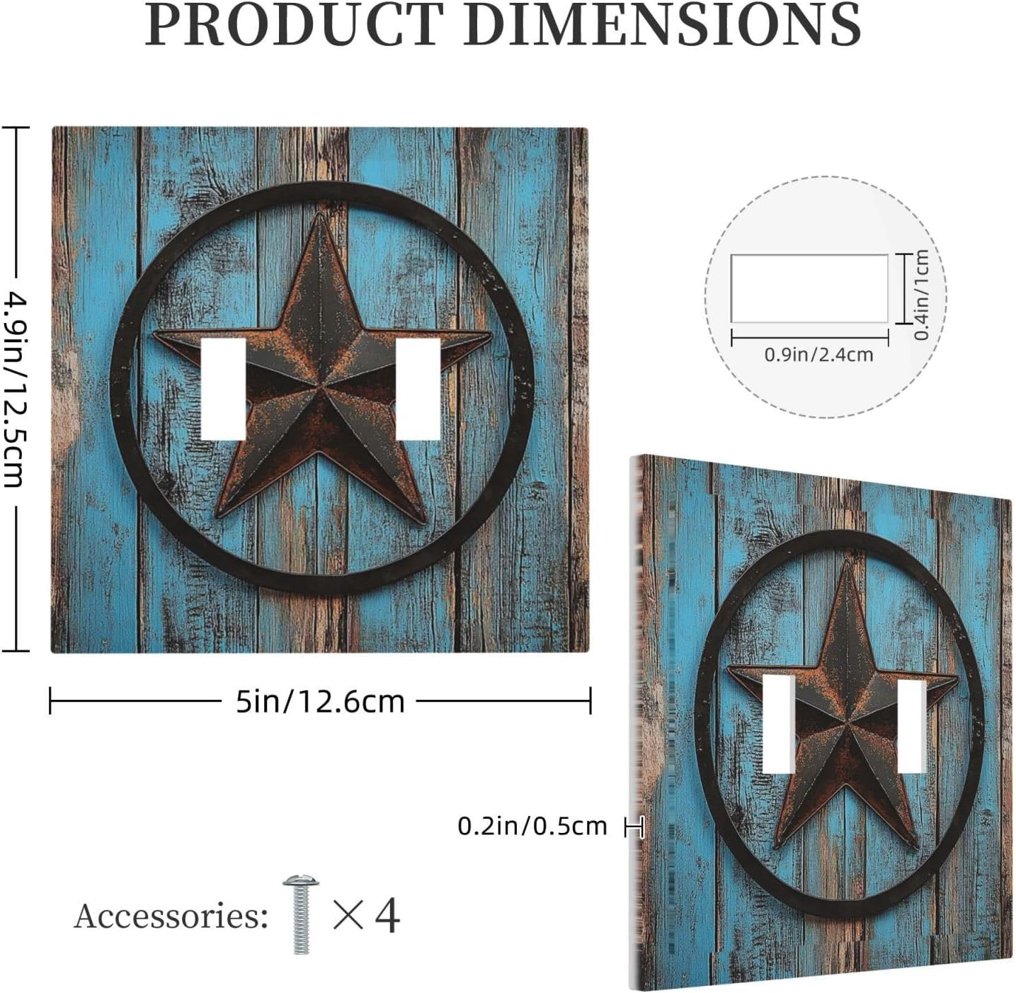 Decorative Switch Plates Rustic Wood Country Barn Texas Star On Teal 2 Gang Double Toggle Outlet