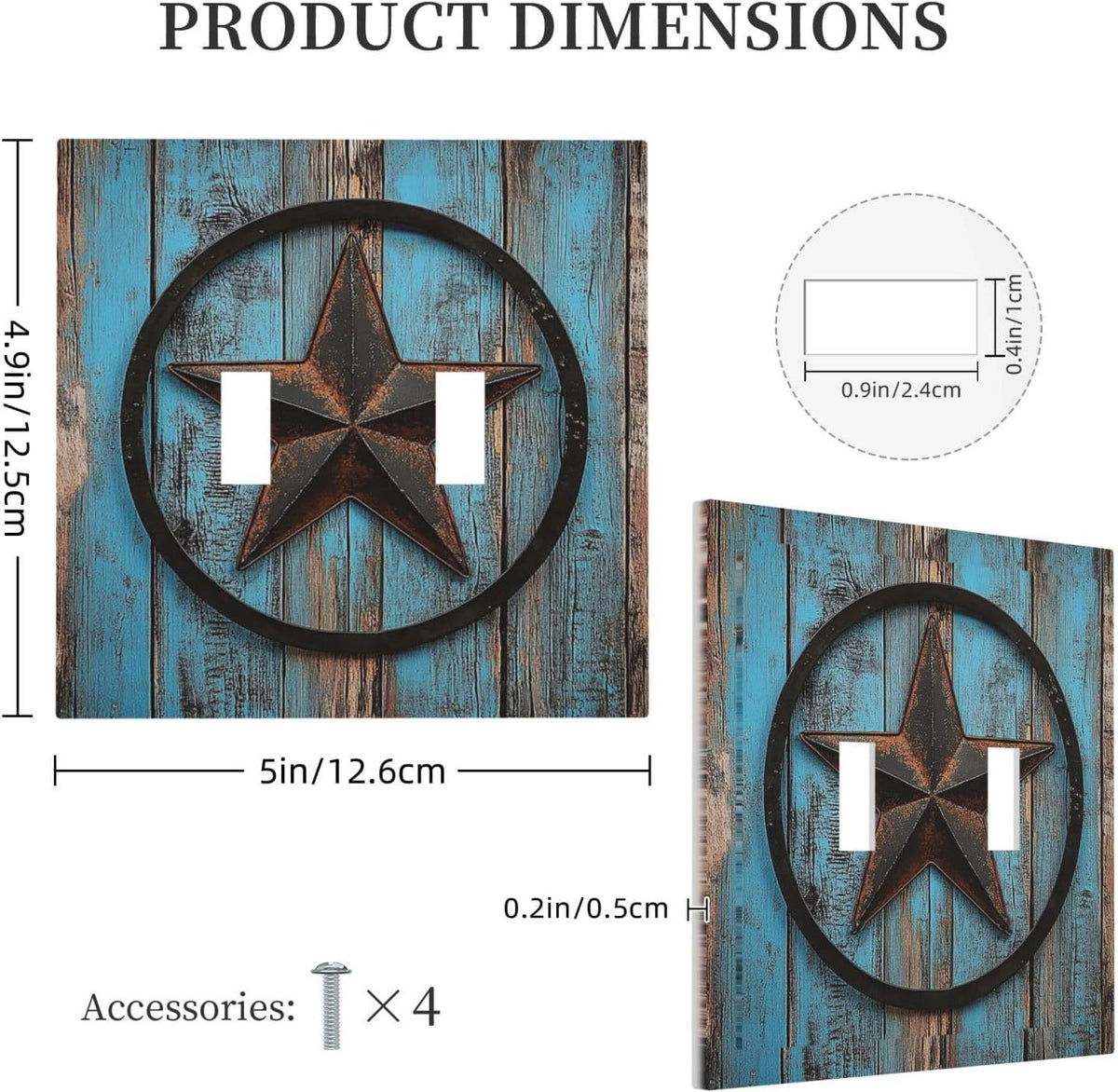 Decorative Switch Plates Rustic Wood Country Barn Texas Star On Teal 2 Gang Double Toggle Outlet
