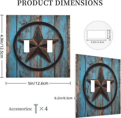 Decorative Switch Plates Rustic Wood Country Barn Texas Star On Teal 2 Gang Double Toggle Outlet