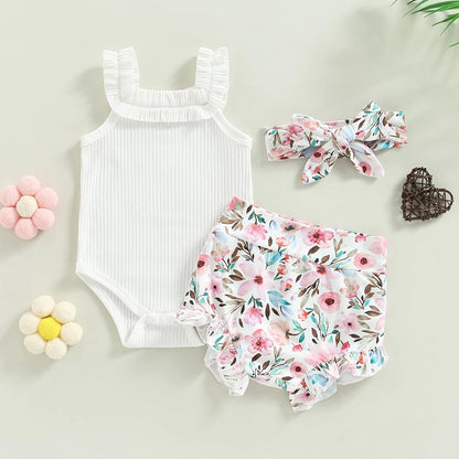 fhutpw Baby Girl Clothes Summer Cute Outfits 3 6 12 18 Months Spaghetti Strap Romper & Floarl