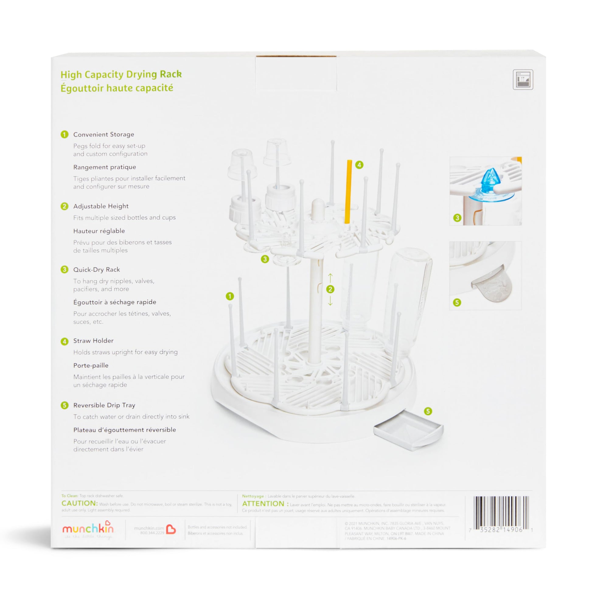 Munchkin® High Capacity Drying Rack for Baby Bottles and Accessories, White