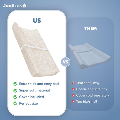 Jool Baby Soft Changing Pad + Washable Cover, Non-Slip - Fits Standard Changing Tables & Dressers