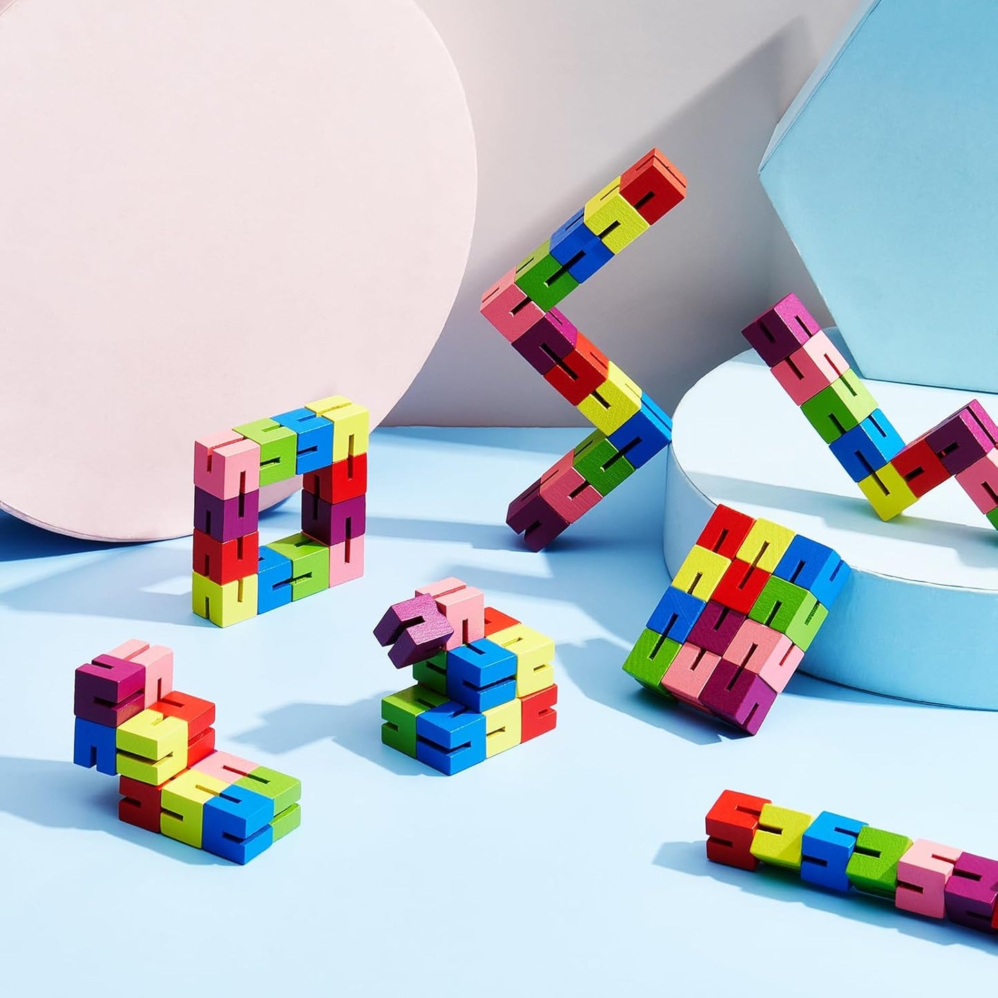 Wooden Toy Twist Block Cubes Puzzle Sensory Toys for Teens Party Favors for Boys and Girls (12