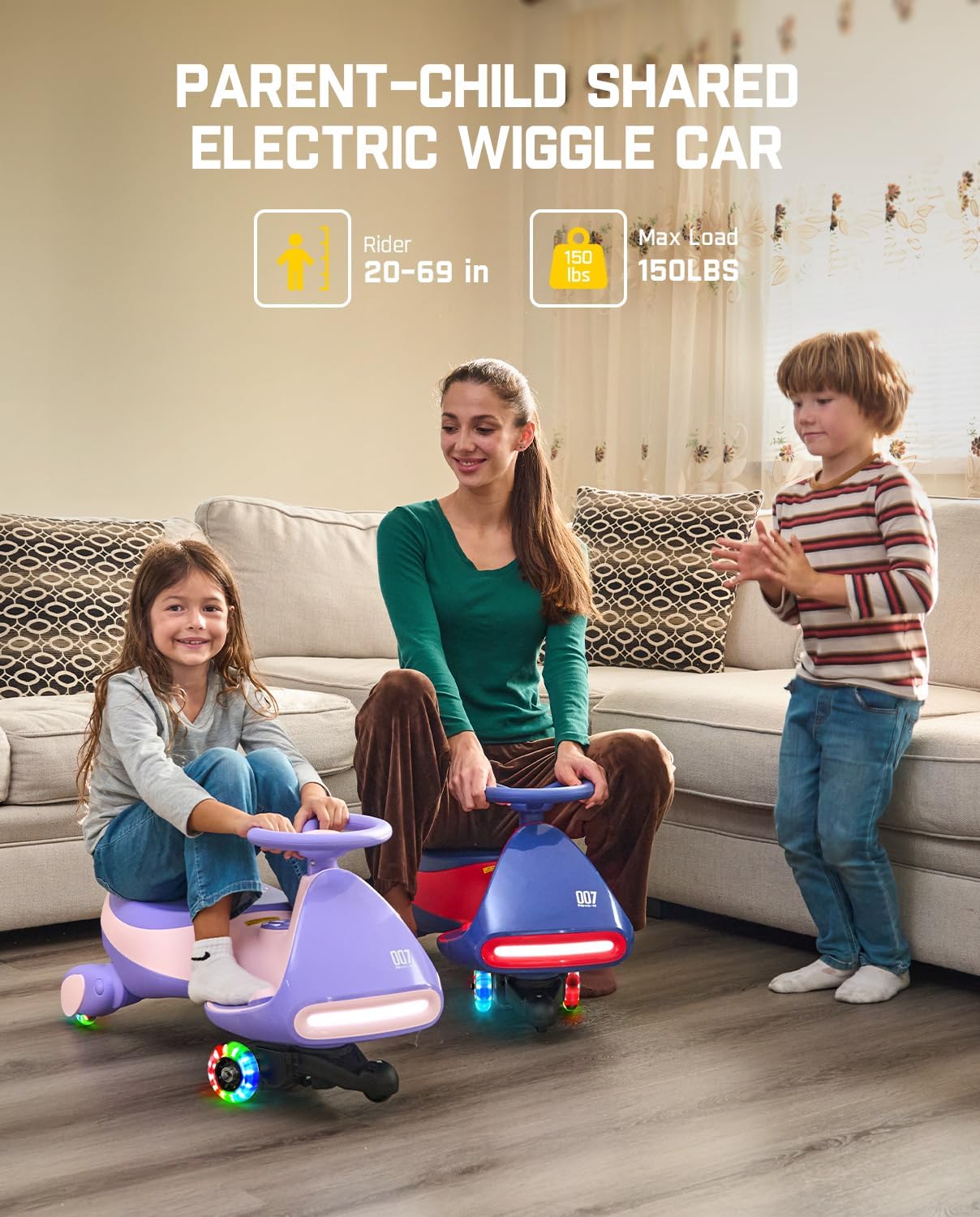 FanttikRide 6V N7 Classic Electric Wiggle Car with Pedal, Rechargeable Battery, Ride on Toys, Swing