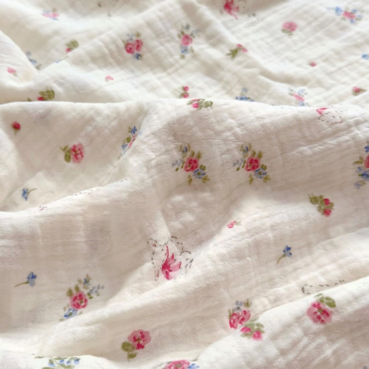 BuLuTu 2 Layers Muslin Cotton Toddler Pillowcase, 1 pc, 14"x20", Cute Pink Flower with Sheep