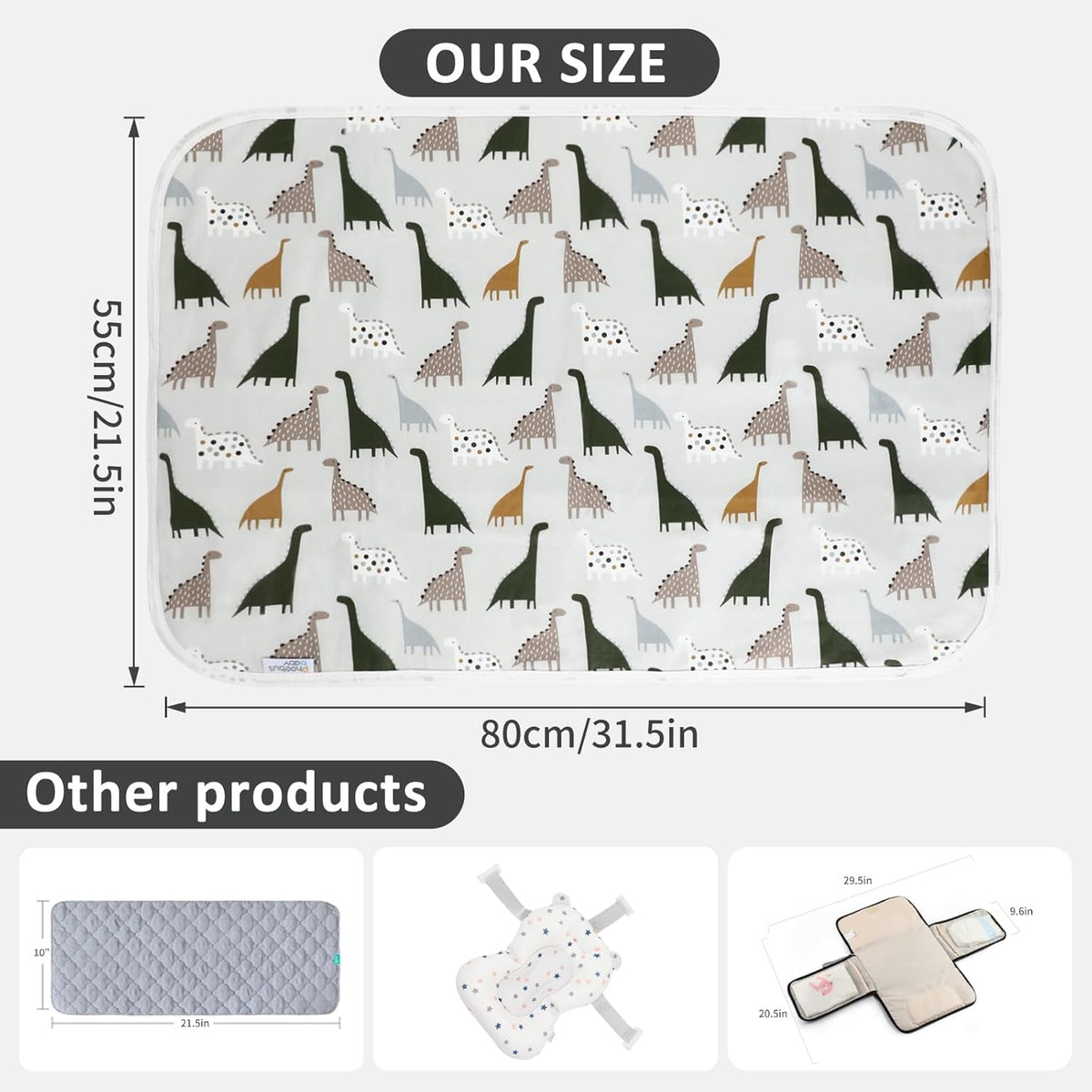 Baby Diaper Changing Pad, 21 5/8" x 31.5" Waterproof Changing Pad Liners - Reusable Soft and