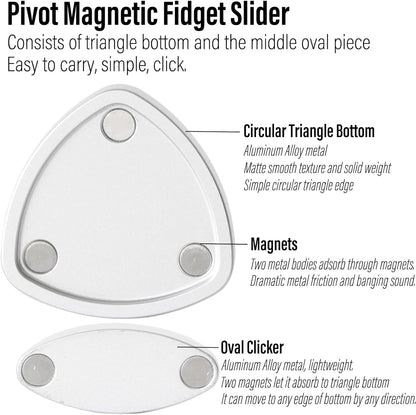 FREELOVE Pivot Magnetic Fidget Slider, Metal Worry Coin Haptic Clicker for Adults, Triangle