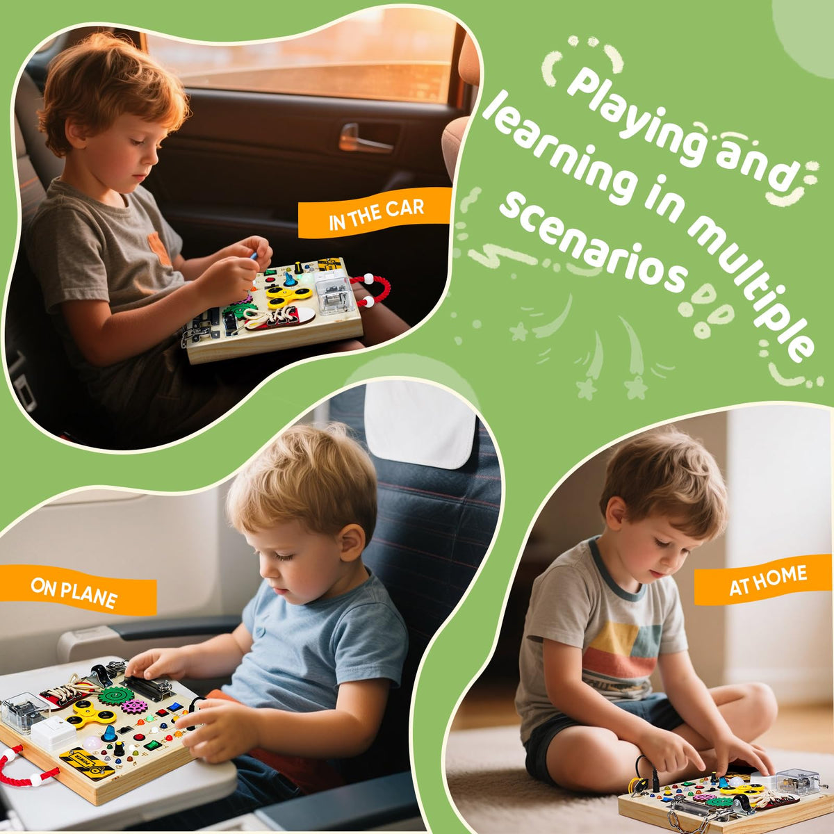 Montessori Wooden Busy Board Toys for 1 2 3 Boys Girls,Toddler Sensory Educational Fidget Board