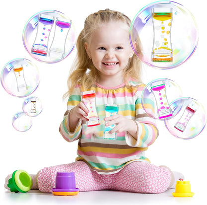 18 Pcs Liquid Motion Bubbler Timer Sensory Toys Colorful Hourglass Desktop Fidget Calming Toys for