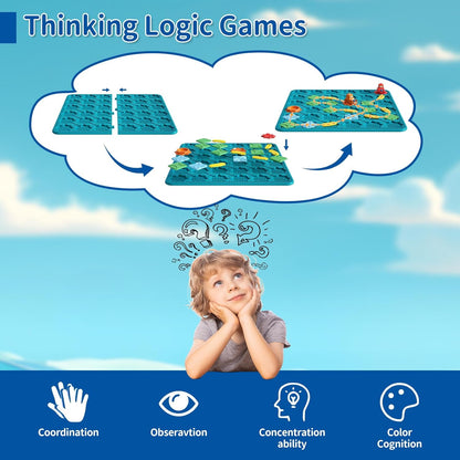 Kids Board Games Learning Toys, STEM Educational Logic Kits with 200+ Challenges & 4 Difficulty