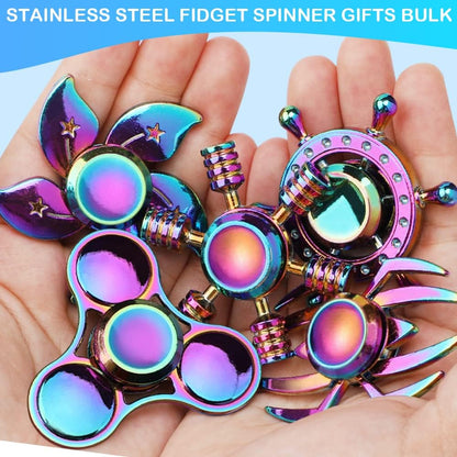 Cool Fidget Spinners Toy Metal for Kids Adults, Steel Fidgit Finger Hand Spinner Desk Toys Gifts