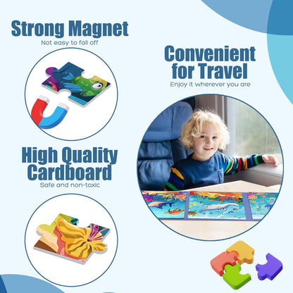 Magnetic Puzzles for Toddlers 3-5 , 75-Pieces Travel Toys , Sea Puzzles Ages 4-6, Educational