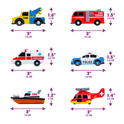 Tub Works® Emergency™ Cars Light Up Bath Toys, 6 Pack | Water-Activated Light Up Toys Flash &
