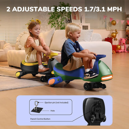 FanttikRide 6V N7 Classic Electric Wiggle Car with Pedal, Rechargeable Battery, Ride on Toys, Swing