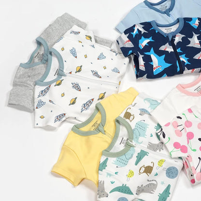 Teach Leanbh Baby Boys Girls 2 Pack 2 Way Zipper Footless Pajamas Cotton Short Sleeve Printing