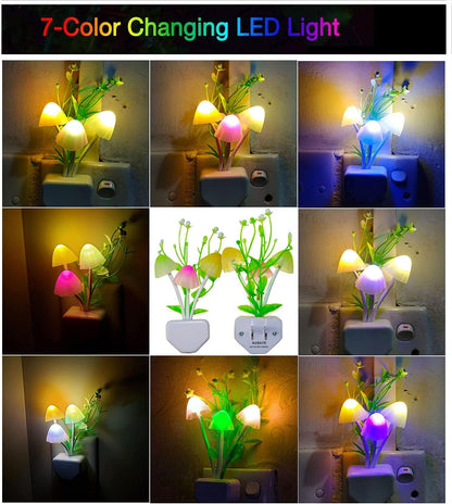 AUSAYE 4 Pack Plug in Night Light, Color Changing Mushroom Light LED Nightlights with Smart Dusk to