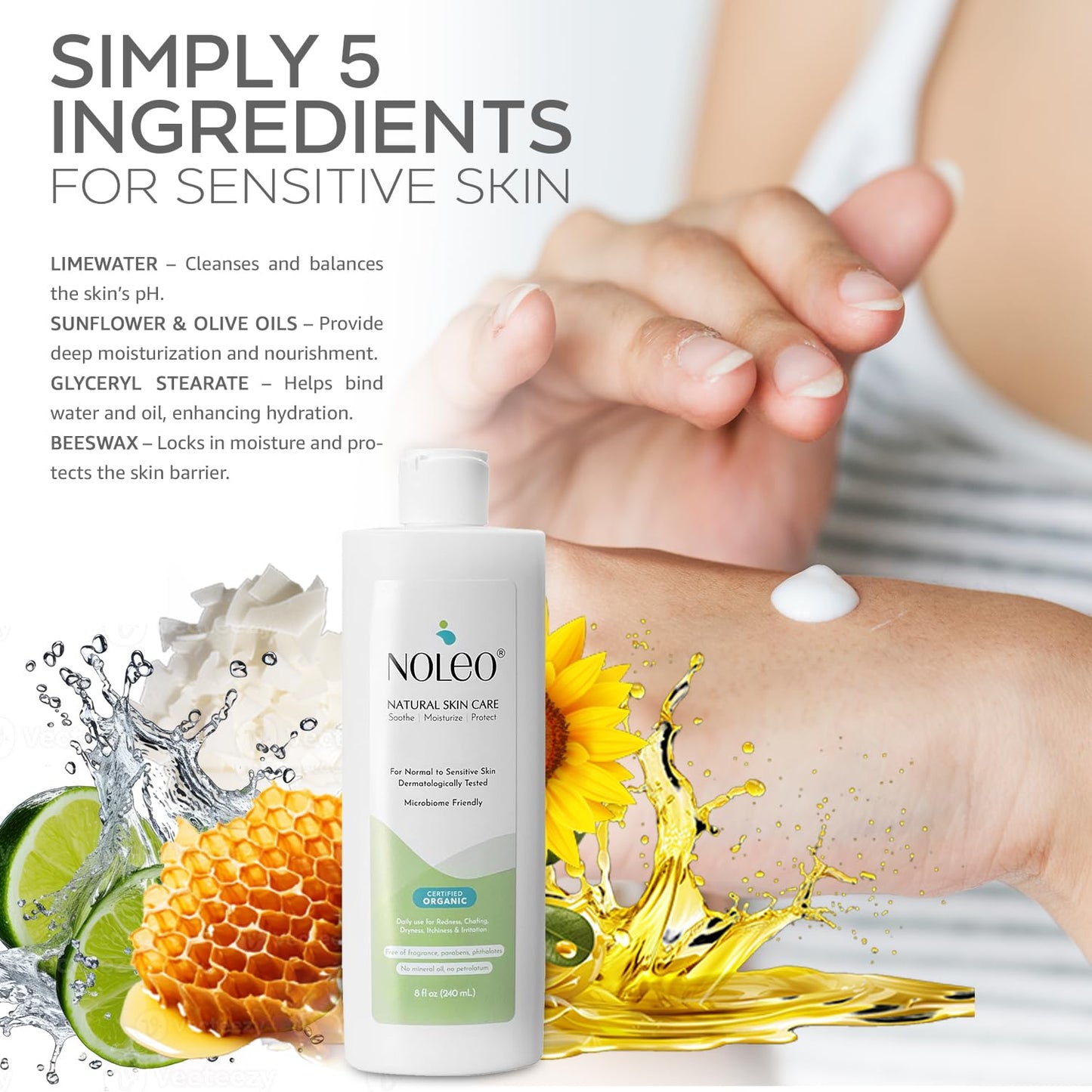 NOLEO Natural Skin Care – Deep Moisturizer for Sensitive Skin | Soothes Redness, Chafing &