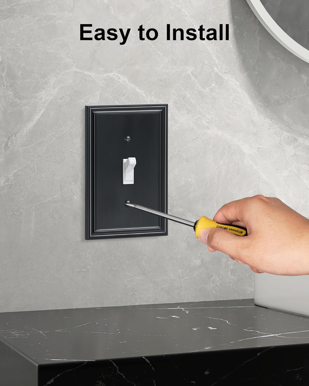 2-Pack Single Toggle Light Switch Cover Plate, Durable Solid Zinc Alloy Decorative Switch Plate