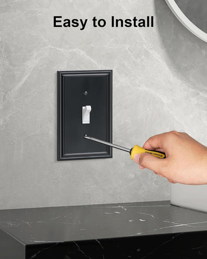 2-Pack Single Toggle Light Switch Cover Plate, Durable Solid Zinc Alloy Decorative Switch Plate