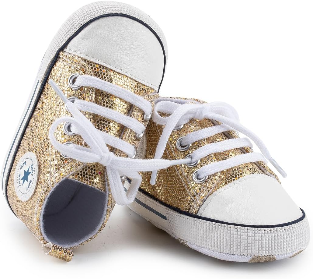 Unisex Baby Girls Boys Canvas High-top Shoes, Newborn Infant Anti-Slip Soft Sole Frist Walking