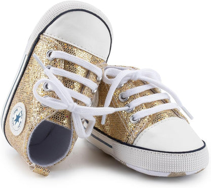 Unisex Baby Girls Boys Canvas High-top Shoes, Newborn Infant Anti-Slip Soft Sole Frist Walking