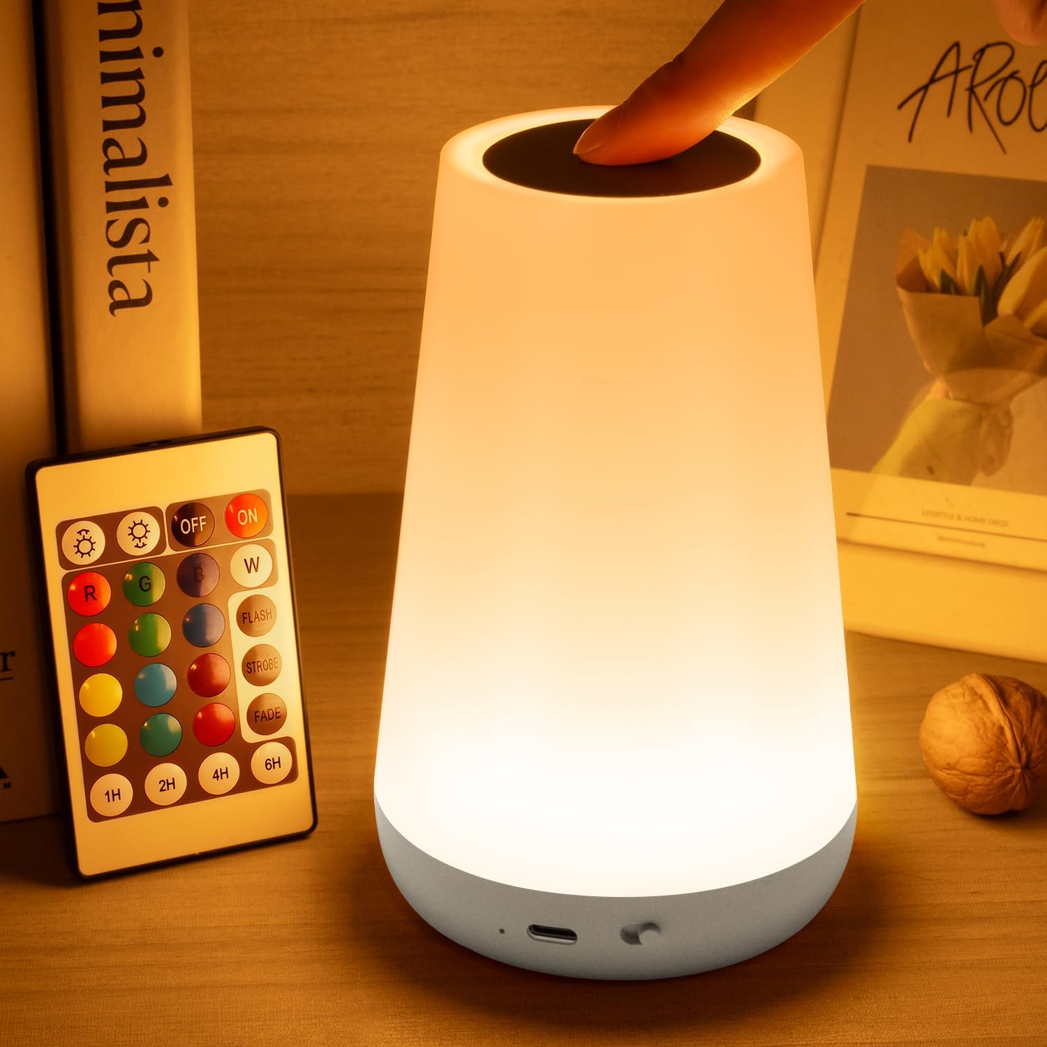 Night Light, Dimmable Touch Lamp for Bedroom, Portable Rechargeable Bedside Table Lamp for Baby