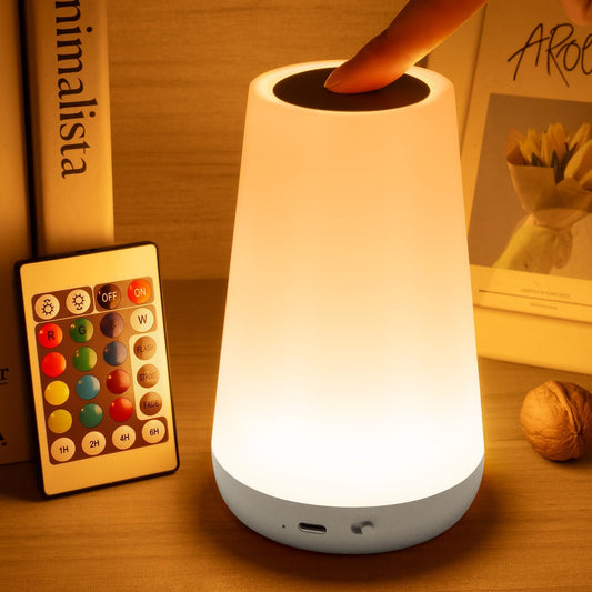 Night Light, Dimmable Touch Lamp for Bedroom, Portable Rechargeable Bedside Table Lamp for Baby