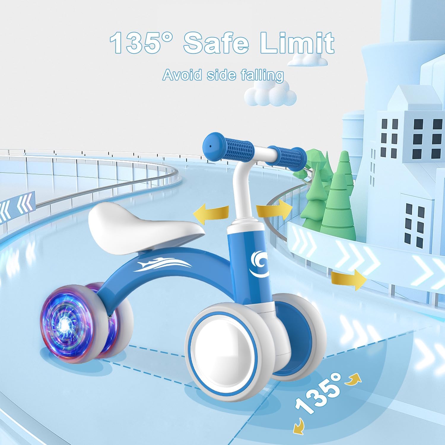 Colorful Lighting Baby Balance Bike Toys for 1 Year Old Boy Girl Gifts, 10-36 Month Toddler Balance