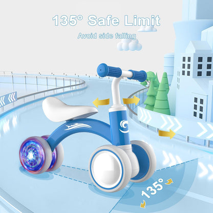 Colorful Lighting Baby Balance Bike Toys for 1 Year Old Boy Girl Gifts, 10-36 Month Toddler Balance